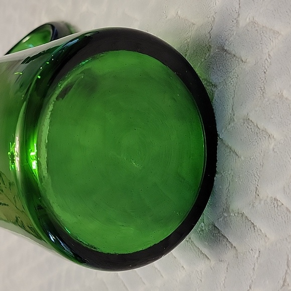 Vintage Blown Glass Pitcher Vase Green - Picture 4 of 5